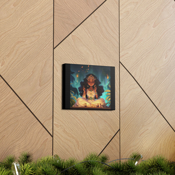 Meditation Princess Meditation Art on Black - Canvas Gallery Wraps