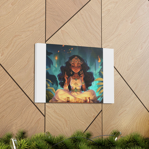 Meditation Princess on White - Canvas Gallery Wraps