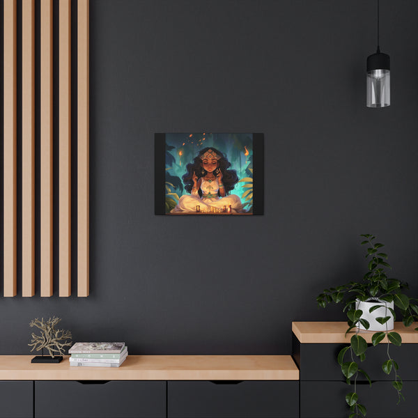 Meditation Princess Meditation Art on Black - Canvas Gallery Wraps