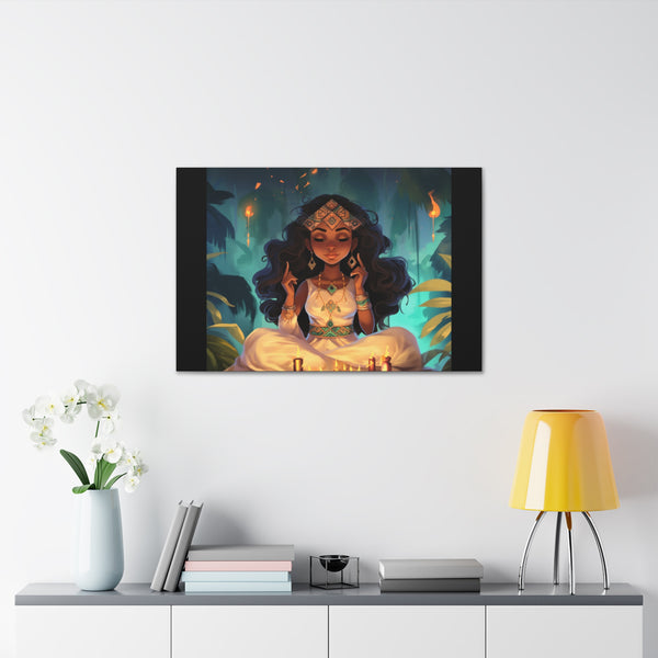 Meditation Princess Meditation Art on Black - Canvas Gallery Wraps