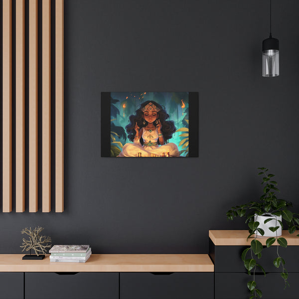 Meditation Princess Meditation Art on Black - Canvas Gallery Wraps