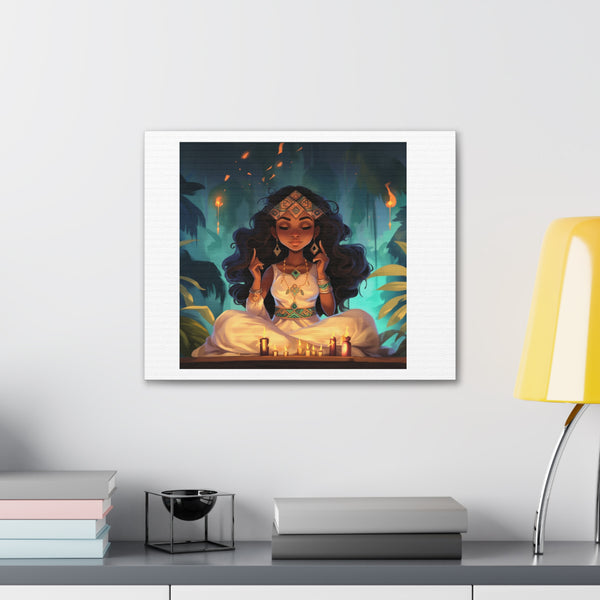 Meditation Princess on White - Canvas Gallery Wraps