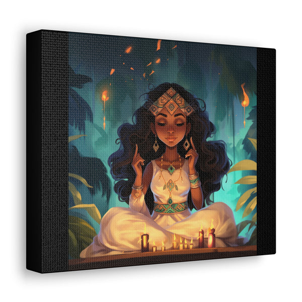 Meditation Princess Meditation Art on Black - Canvas Gallery Wraps