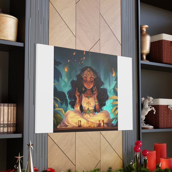 Meditation Princess on White - Canvas Gallery Wraps