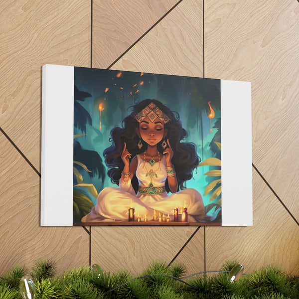 Meditation Princess on White - Canvas Gallery Wraps