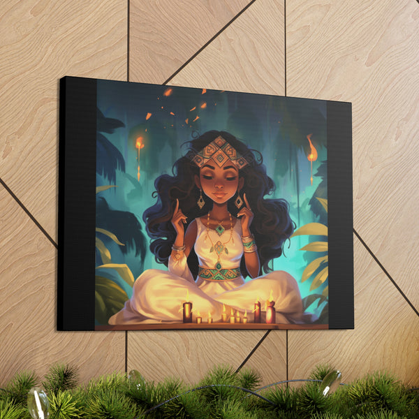 Meditation Princess Meditation Art on Black - Canvas Gallery Wraps