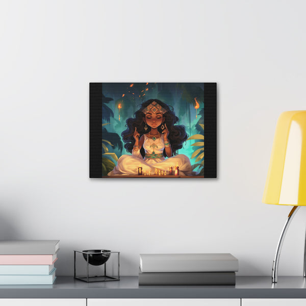 Meditation Princess Meditation Art on Black - Canvas Gallery Wraps