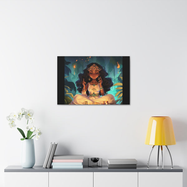 Meditation Princess Meditation Art on Black - Canvas Gallery Wraps