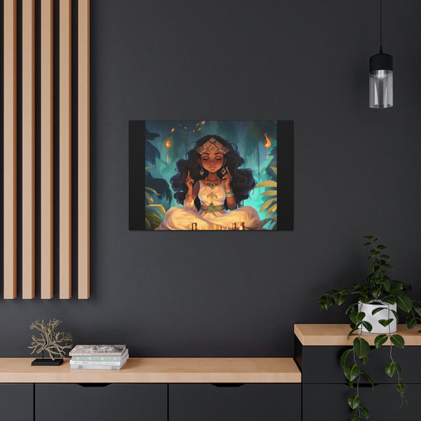 Meditation Princess Meditation Art on Black - Canvas Gallery Wraps