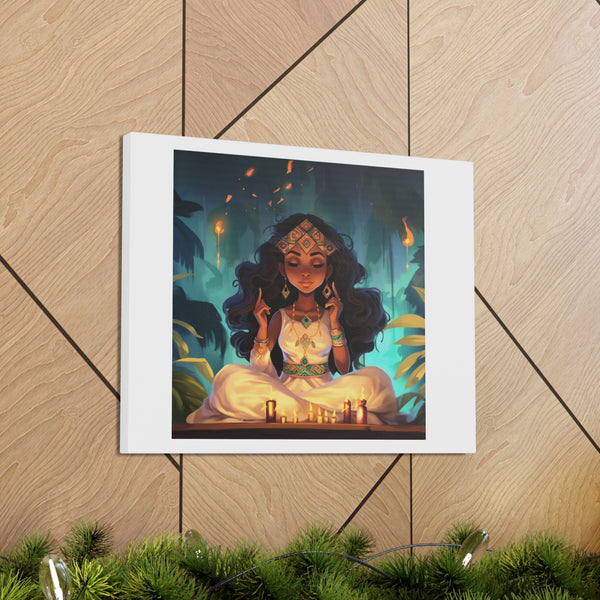 Meditation Princess on White - Canvas Gallery Wraps