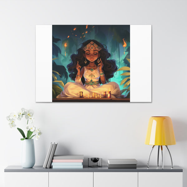 Meditation Princess on White - Canvas Gallery Wraps