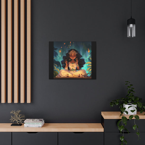 Meditation Princess Meditation Art on Black - Canvas Gallery Wraps