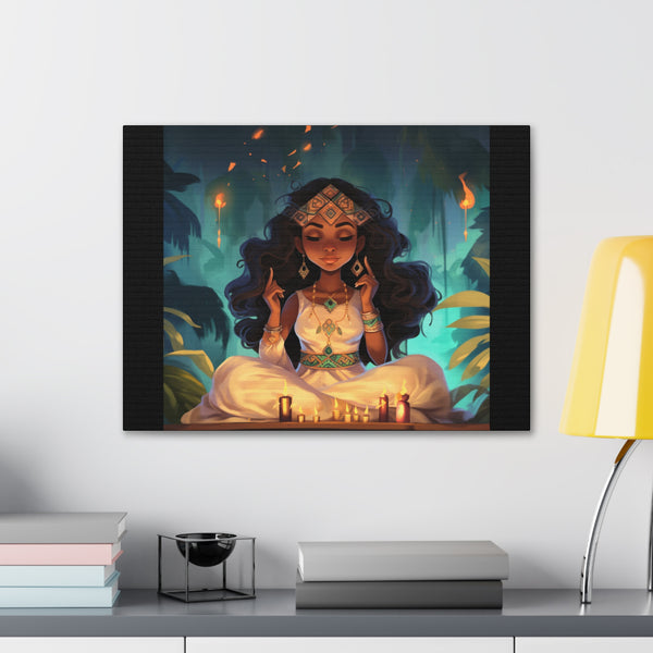 Meditation Princess Meditation Art on Black - Canvas Gallery Wraps