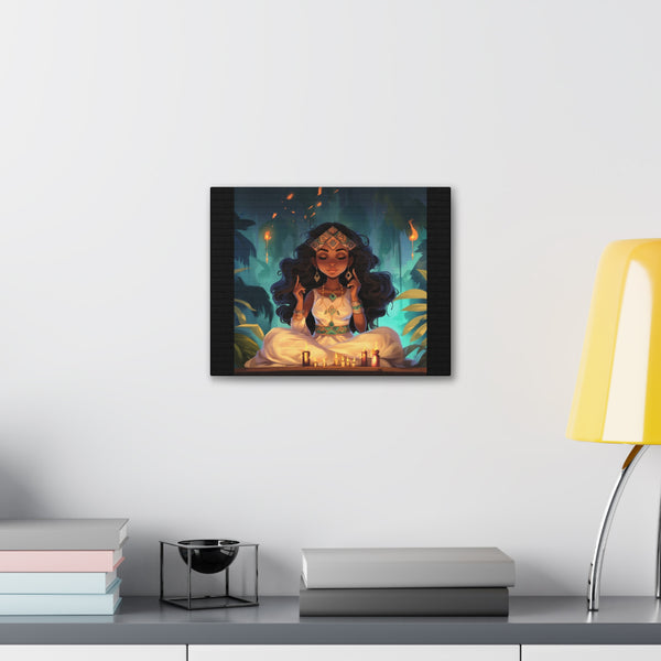 Meditation Princess Meditation Art on Black - Canvas Gallery Wraps