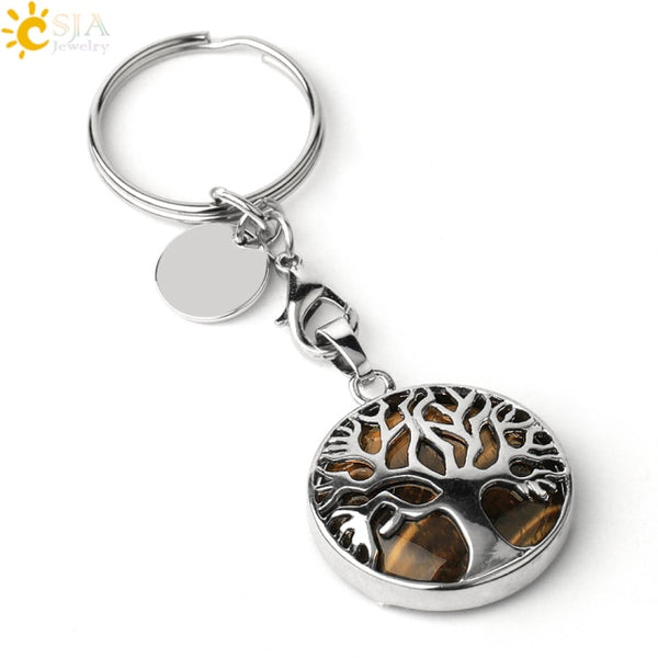 Natural Stone Tree of Life Keychains