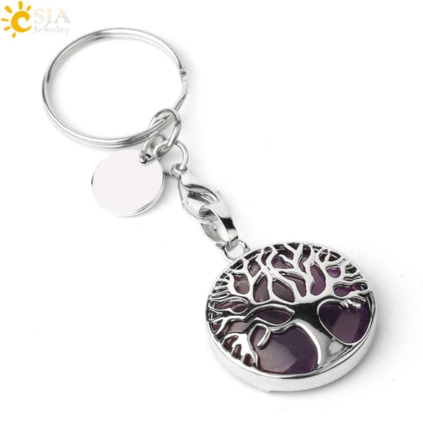 Natural Stone Tree of Life Keychains