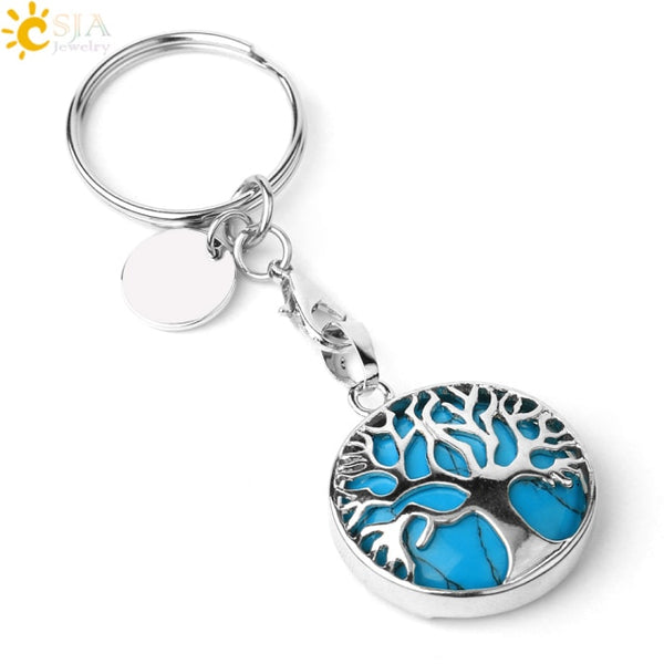 Natural Stone Tree of Life Keychains