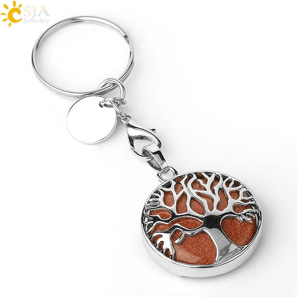 Natural Stone Tree of Life Keychains