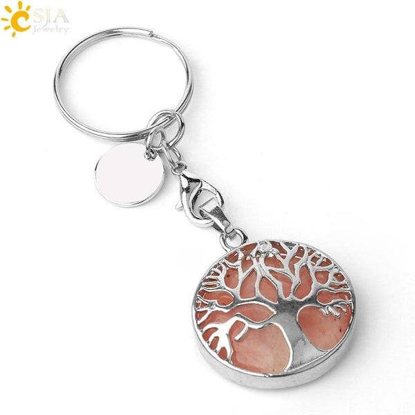 Natural Stone Tree of Life Keychains