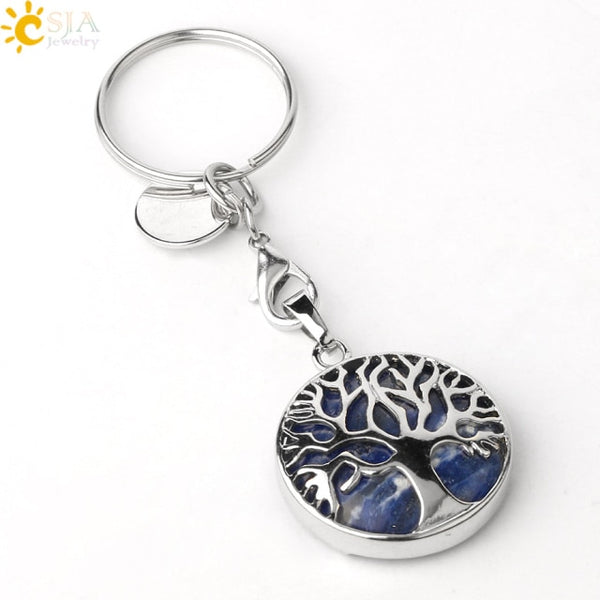 Natural Stone Tree of Life Keychains