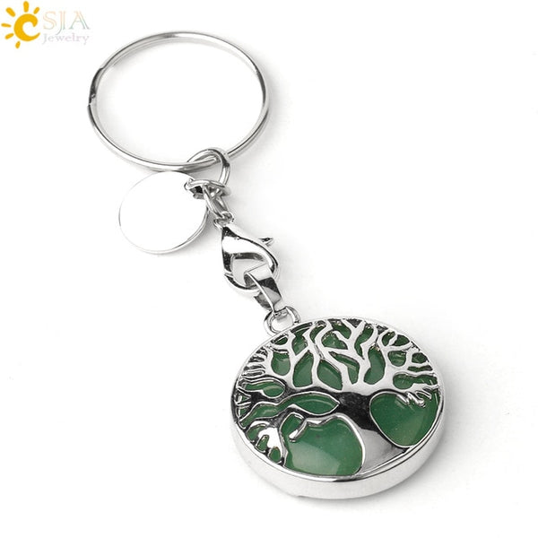 Natural Stone Tree of Life Keychains