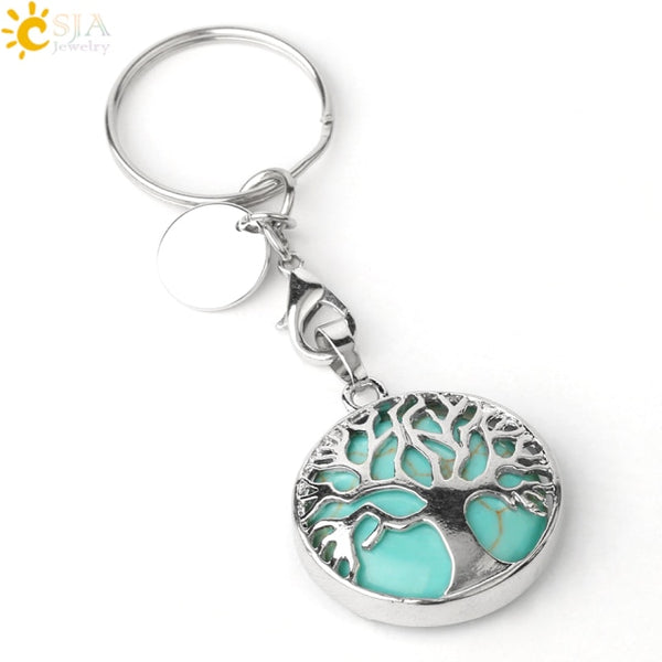 Natural Stone Tree of Life Keychains