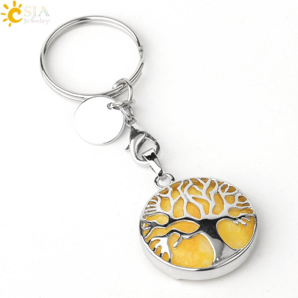 Natural Stone Tree of Life Keychains