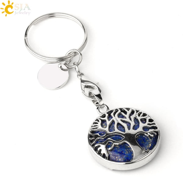 Natural Stone Tree of Life Keychains