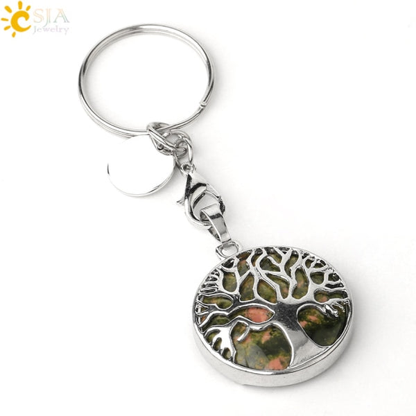 Natural Stone Tree of Life Keychains