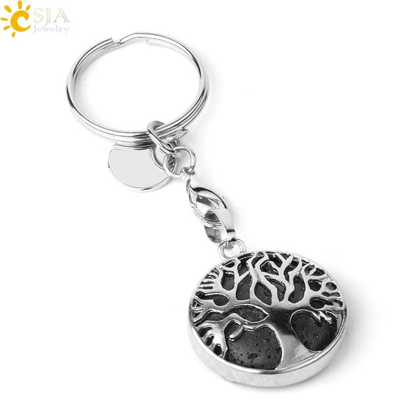 Natural Stone Tree of Life Keychains