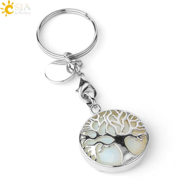 Natural Stone Tree of Life Keychains