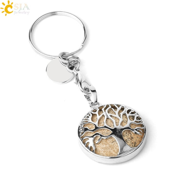 Natural Stone Tree of Life Keychains