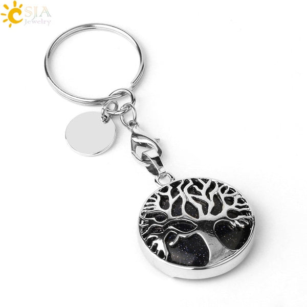 Natural Stone Tree of Life Keychains