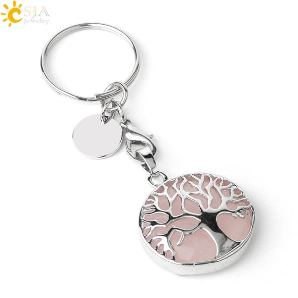 Natural Stone Tree of Life Keychains