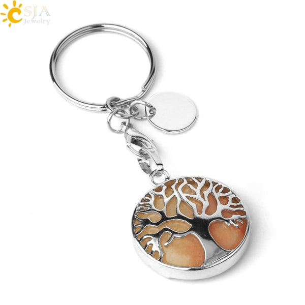 Natural Stone Tree of Life Keychains