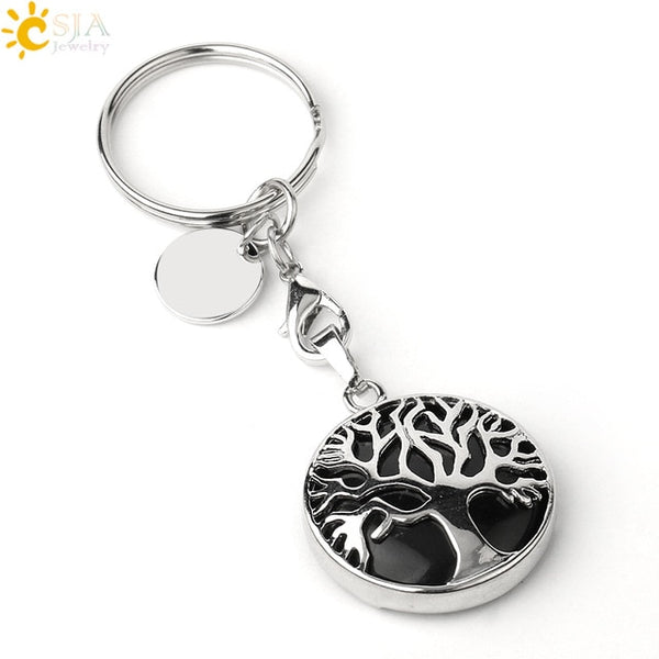 Natural Stone Tree of Life Keychains