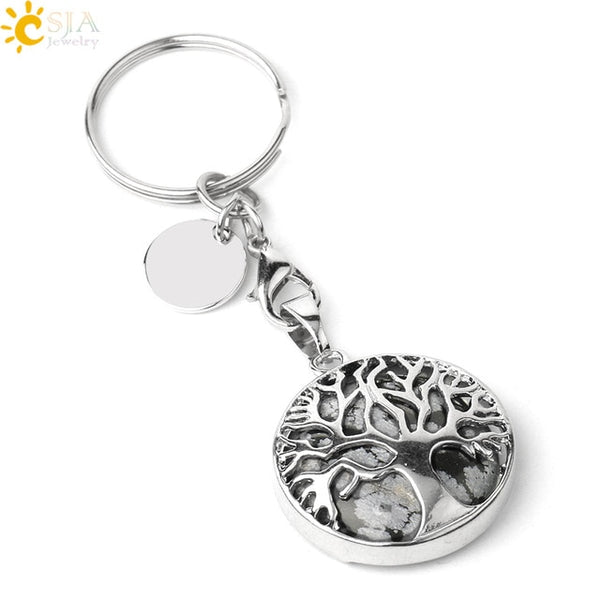 Natural Stone Tree of Life Keychains