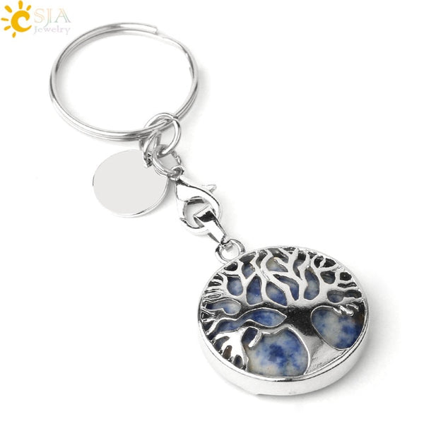 Natural Stone Tree of Life Keychains