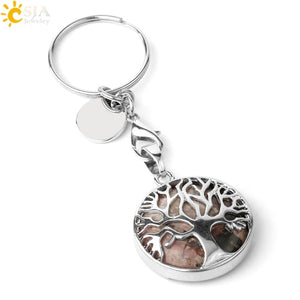 Natural Stone Tree of Life Keychains