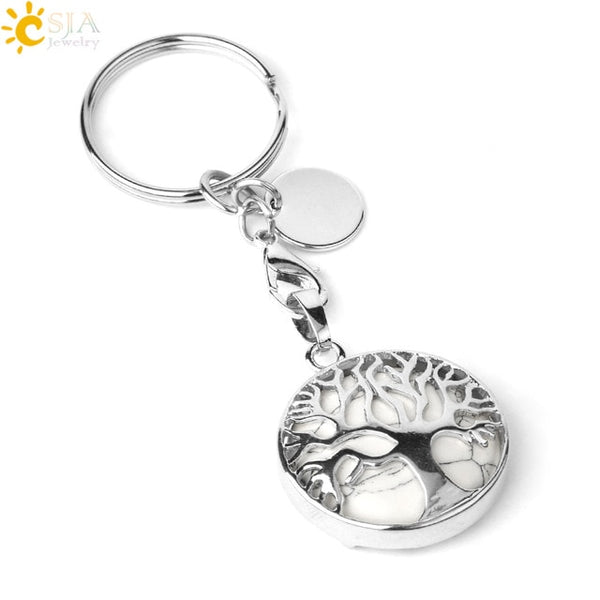 Natural Stone Tree of Life Keychains