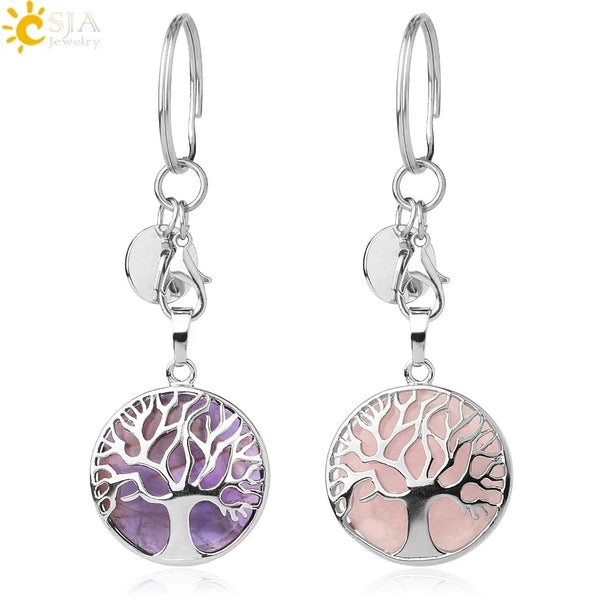 Natural Stone Tree of Life Keychains